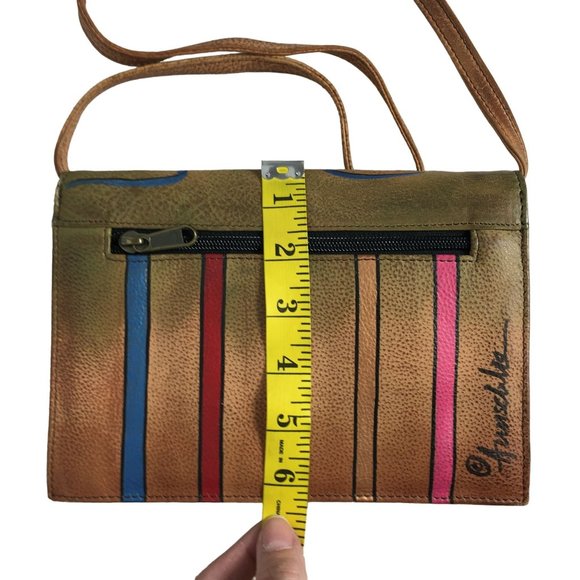Anuschka NEVER USED Handpainted Leather Cross Body Butterfly Stripes - Picture 6 of 14